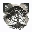 A forearm tattoo of a tree with deep roots, strong trunk, and flourishing branches symbolizing growth, strength, and resilience. Incorporate elements like leaves, flowers, or birds to represent life, renewal, and freedom found through faith. Include subtle symbols like a cross or a dove to symbolize your Christian faith and peace. tattoo design idea