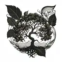 A forearm tattoo of a tree with deep roots, strong trunk, and flourishing branches symbolizing growth, strength, and resilience. Incorporate elements like leaves, flowers, or birds to represent life, renewal, and freedom found through faith. Include subtle symbols like a cross or a dove to symbolize your Christian faith and peace. tattoo design idea