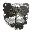 A forearm tattoo of a tree with deep roots, strong trunk, and flourishing branches symbolizing growth, strength, and resilience. Incorporate elements like leaves, flowers, or birds to represent life, renewal, and freedom found through faith. Include subtle symbols like a cross or a dove to symbolize your Christian faith and peace. tattoo design idea