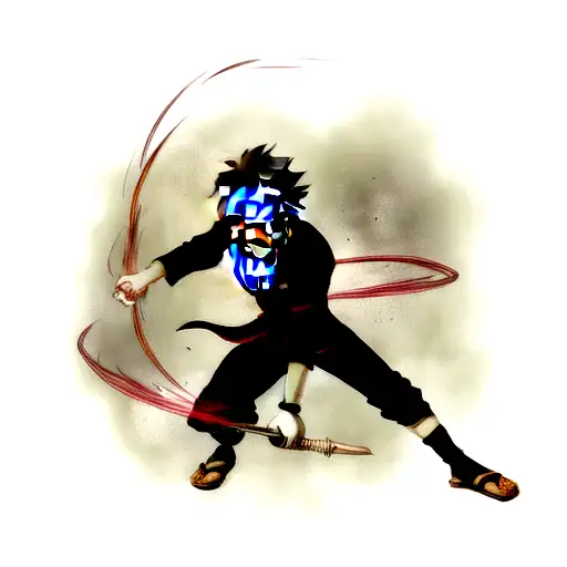 Sasuke rinnegan with black fire around  tattoo design idea