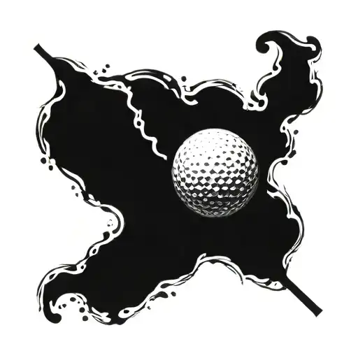 A golf ball morphing into a heart shape with the initials of your kids inside tattoo design idea