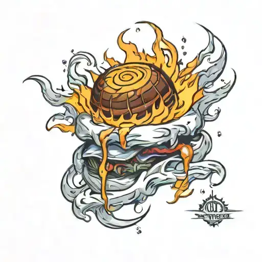 a ice burge on fire  tattoo design idea