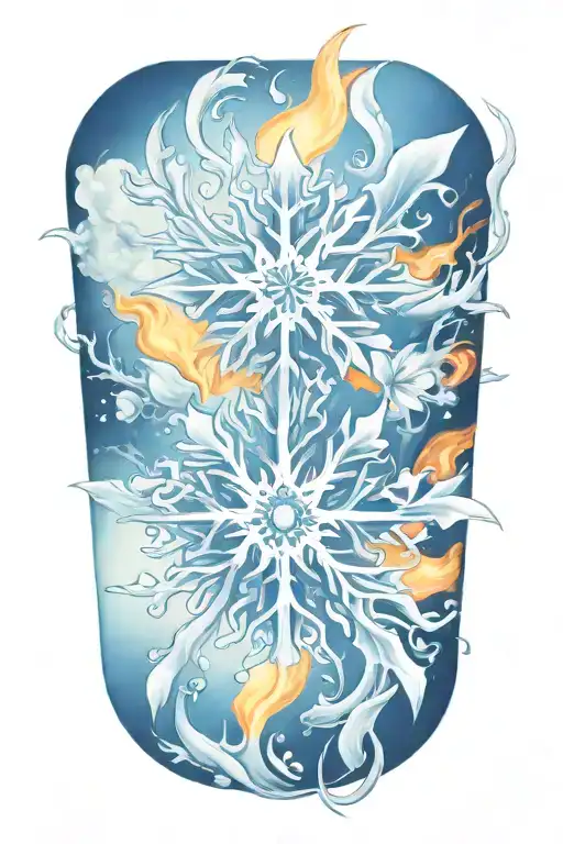 snowflake on fire tattoo design idea