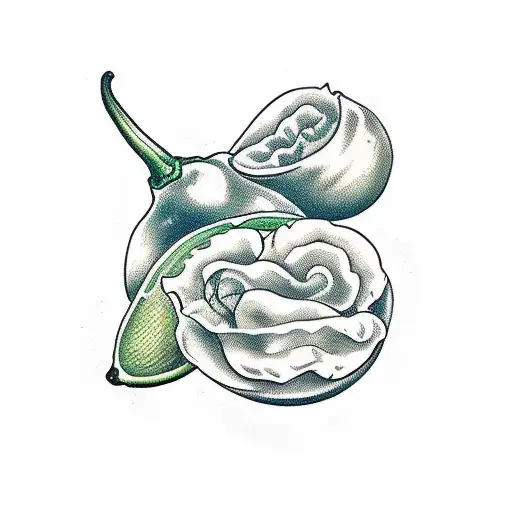 green chillies, lemon, flowers back tattoo tattoo design idea