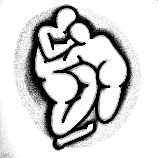 line drawing of 2 guys spooning with no face, no hair, and no detail just the outline of two bodies tattoo design idea