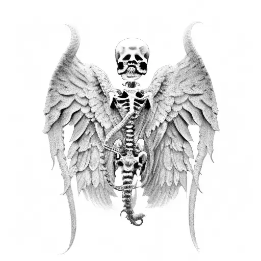 snake wing angel bones wing demon gothic Soane Pharell baby angel   tattoo design idea