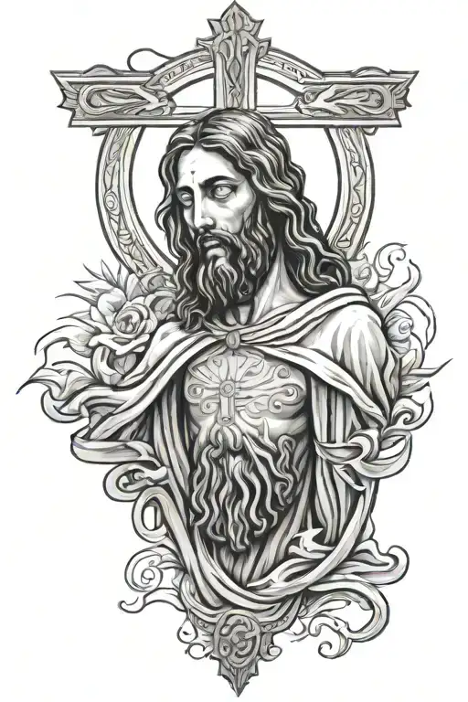 jesus walking tattoo design idea