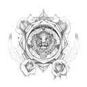 Dreamcatcher with zodiac sign leo and roses tattoo design idea