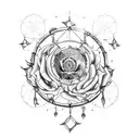 Dreamcatcher with zodiac sign leo and roses tattoo design idea