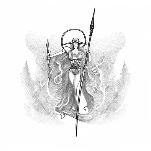 red lady justice tattoo design idea
