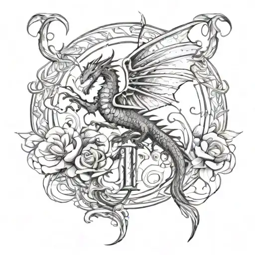 the word strength with dragon flys with number 11 in them and incorporate things that show hardships and perseverance tattoo design idea