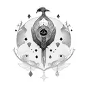 Ygdrasil with the nine World and the Raven of odin the nordic god. tattoo design idea