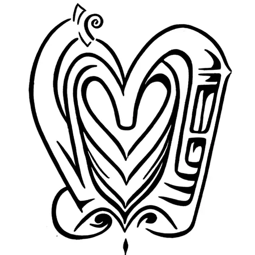 Irish Harp shaped like a heart that also looks like a letter W and spelled the word Wish. tattoo design idea