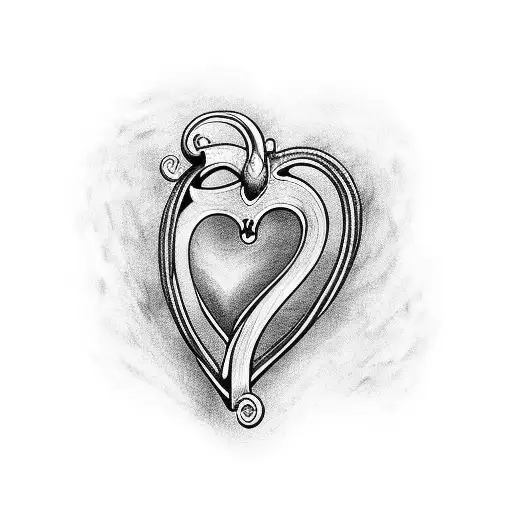 Irish Harp shaped like a heart that also looks like a letter W and spelled the word Wish. tattoo design idea
