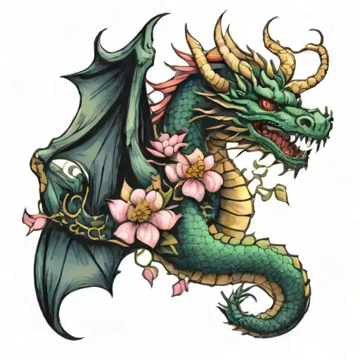 dragons lotus flower libra accent scales made tattoo design idea