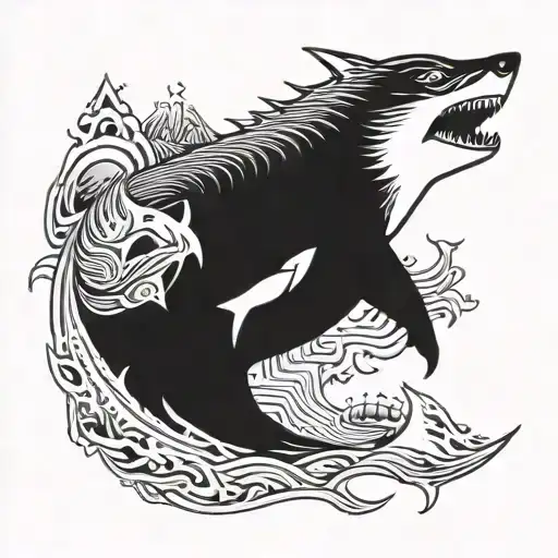 shark wolf bear tattoo design idea