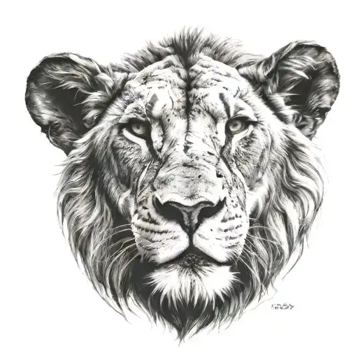 1 lion 2 sheep training tattoo design idea