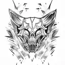 a wolf skull broken in half  tattoo design idea