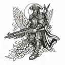 st Michael with sniper rifle tattoo design idea