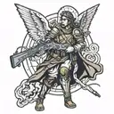 st Michael with sniper rifle tattoo design idea