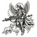 st Michael with sniper rifle tattoo design idea