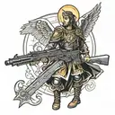 st Michael with sniper rifle tattoo design idea