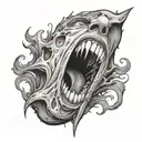 Screaming face emerging from under the skin opening tattoo design idea