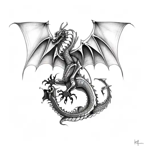 Dragon skelet tattoo design idea