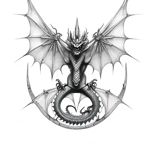 Dragon skelet dinamite tattoo design idea