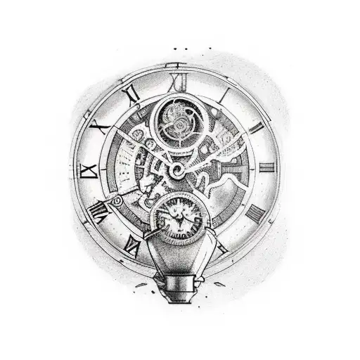 Create a tattoo design featuring Atlas holding a pocket watch, symbolizing the importance of time in architecture. tattoo design idea