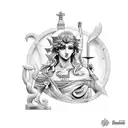 Combine elements of Greek mythology and architecture into a tattoo design. tattoo design idea