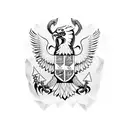albanian double headed eagle with Skanderbeg and illyrian motives tattoo design idea