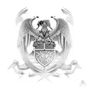 albanian double headed eagle with Skanderbeg and illyrian motives tattoo design idea