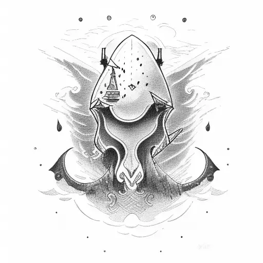 ship, storm tattoo design idea