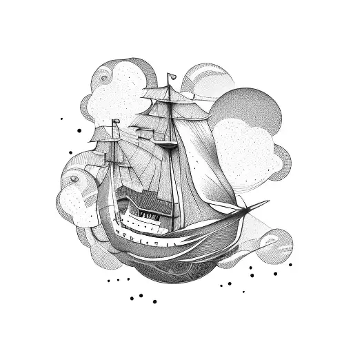 ship, storm tattoo design idea