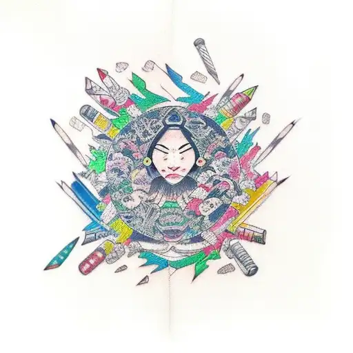 broken crayons still color tattoo design idea