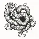 a coiled up snake laying dormant at the base of a cartoon stone heart   tattoo design idea