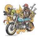 A full arm tattoo with GTA, OnePiece, hockey, bicycle, camping, USA, Playstation, space tattoo design idea