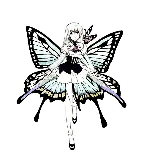 butterfly heart flower dagger tattoo design idea