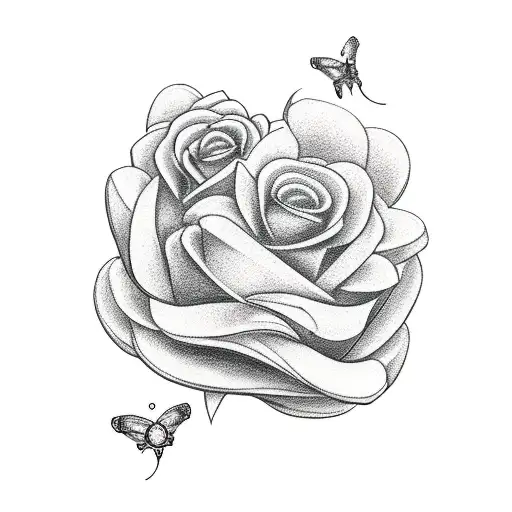butterfly heart flower dagger tattoo design idea