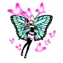 butterfly heart flower dagger tattoo design idea