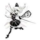 butterfly heart flower dagger tattoo design idea