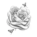 butterfly heart flower dagger tattoo design idea