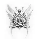 butterfly heart flower dagger tattoo design idea