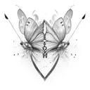 butterfly heart flower dagger tattoo design idea