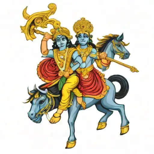 Krishna leading Arjuna tattoo design idea