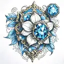 3D blue gemstone tattoo design idea