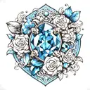 3D blue gemstone tattoo design idea