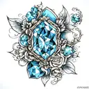 3D blue gemstone tattoo design idea