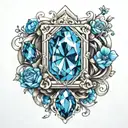 3D blue gemstone tattoo design idea